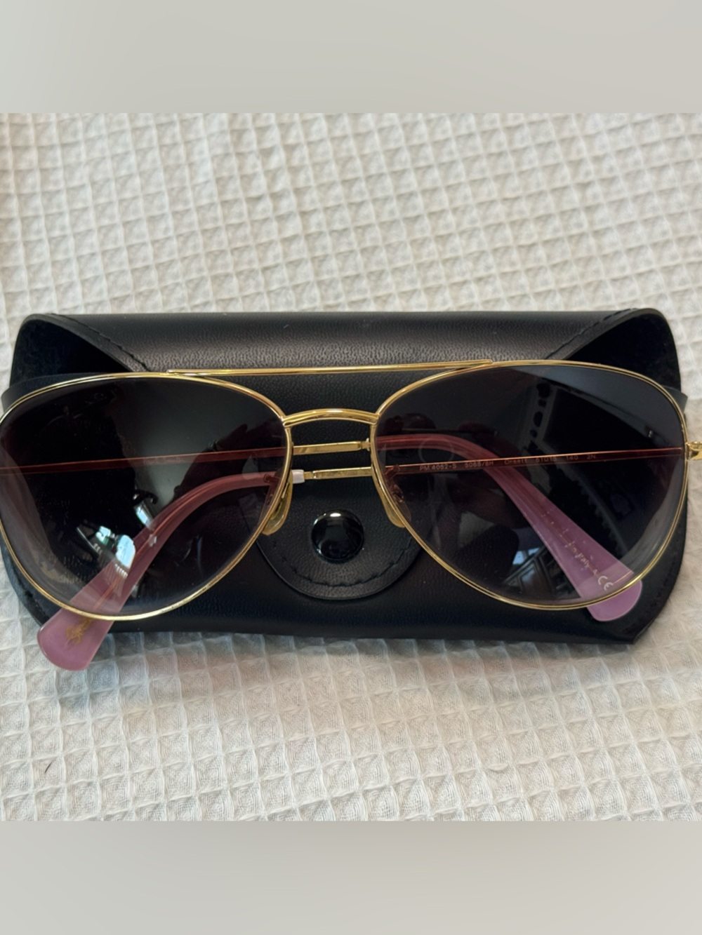 Paul Smith Aviator Gold Frame Sunglasses with Pink Temples - Designer Style